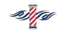 Load image into Gallery viewer, Barber Pole Wall Decal With Flames, Barbershop Wall Decor, Hair Salon Sticker, Classic Barber Shop Wall Art, Mens Grooming Studio Decor