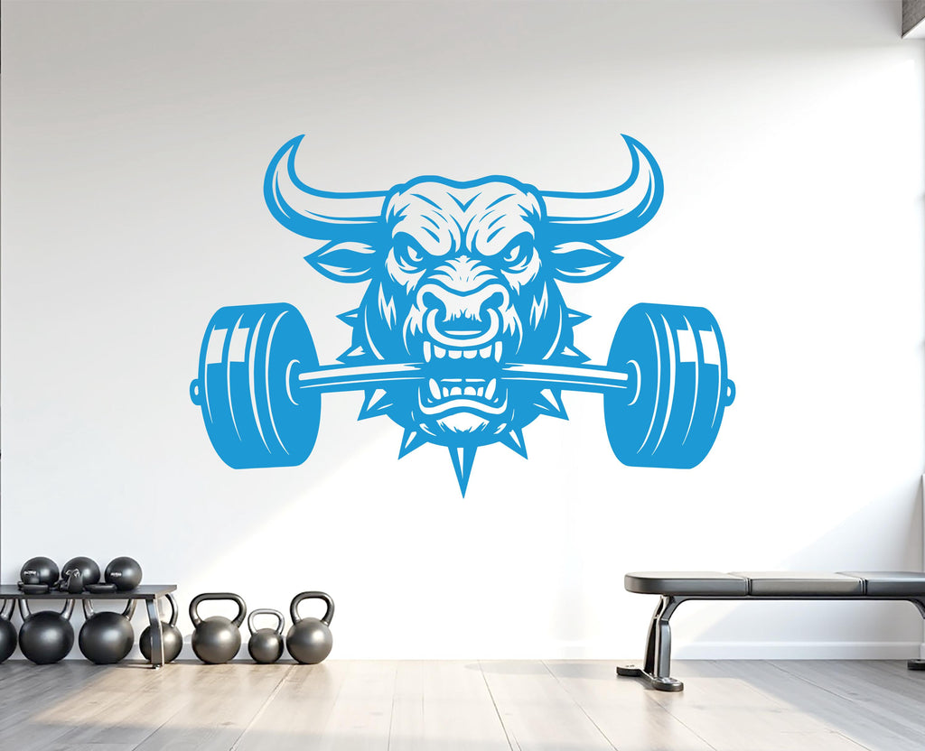 Bull Gym Wall Decal Custom fitness Decor Workout Art Vinyl Bull Lover Strong Gym Wall Stickers Bedroom Workout Motivation Crossfit 1106RS