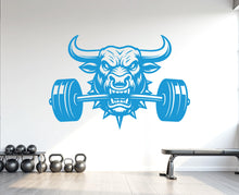 Load image into Gallery viewer, Bull Gym Wall Decal Custom fitness Decor Workout Art Vinyl Bull Lover Strong Gym Wall Stickers Bedroom Workout Motivation Crossfit 1106RS