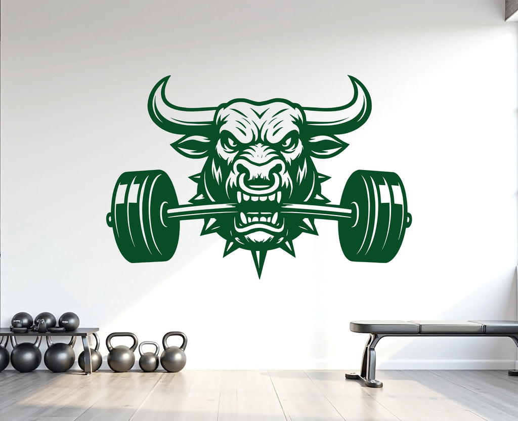 Bull Gym Wall Decal Custom fitness Decor Workout Art Vinyl Bull Lover Strong Gym Wall Stickers Bedroom Workout Motivation Crossfit 1106RS