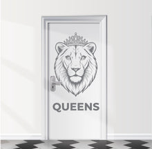 Load image into Gallery viewer, Bathroom Sign lioness Queens Door Decal, Bar Restaurant Toilet Door Decal, Bathroom Door Sign, Woman Modern Signs Vinyl Stickers, WC 1110RS