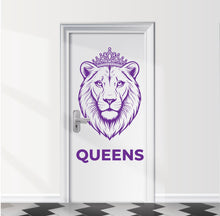 Load image into Gallery viewer, Bathroom Sign lioness Queens Door Decal, Bar Restaurant Toilet Door Decal, Bathroom Door Sign, Woman Modern Signs Vinyl Stickers, WC 1110RS