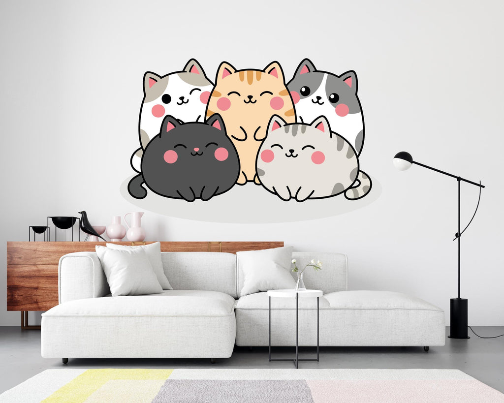 Cute Cat wall decal Cat Wall decor Cat wall art Decal Cat Lover Animals Cat Wall Bathroom Wall Decals Vinyl 401DE