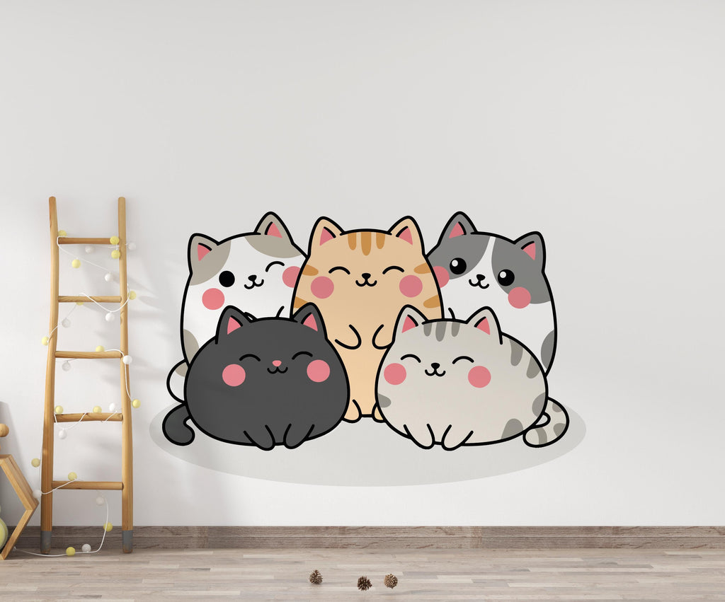 Cute Cat wall decal Cat Wall decor Cat wall art Decal Cat Lover Animals Cat Wall Bathroom Wall Decals Vinyl 401DE