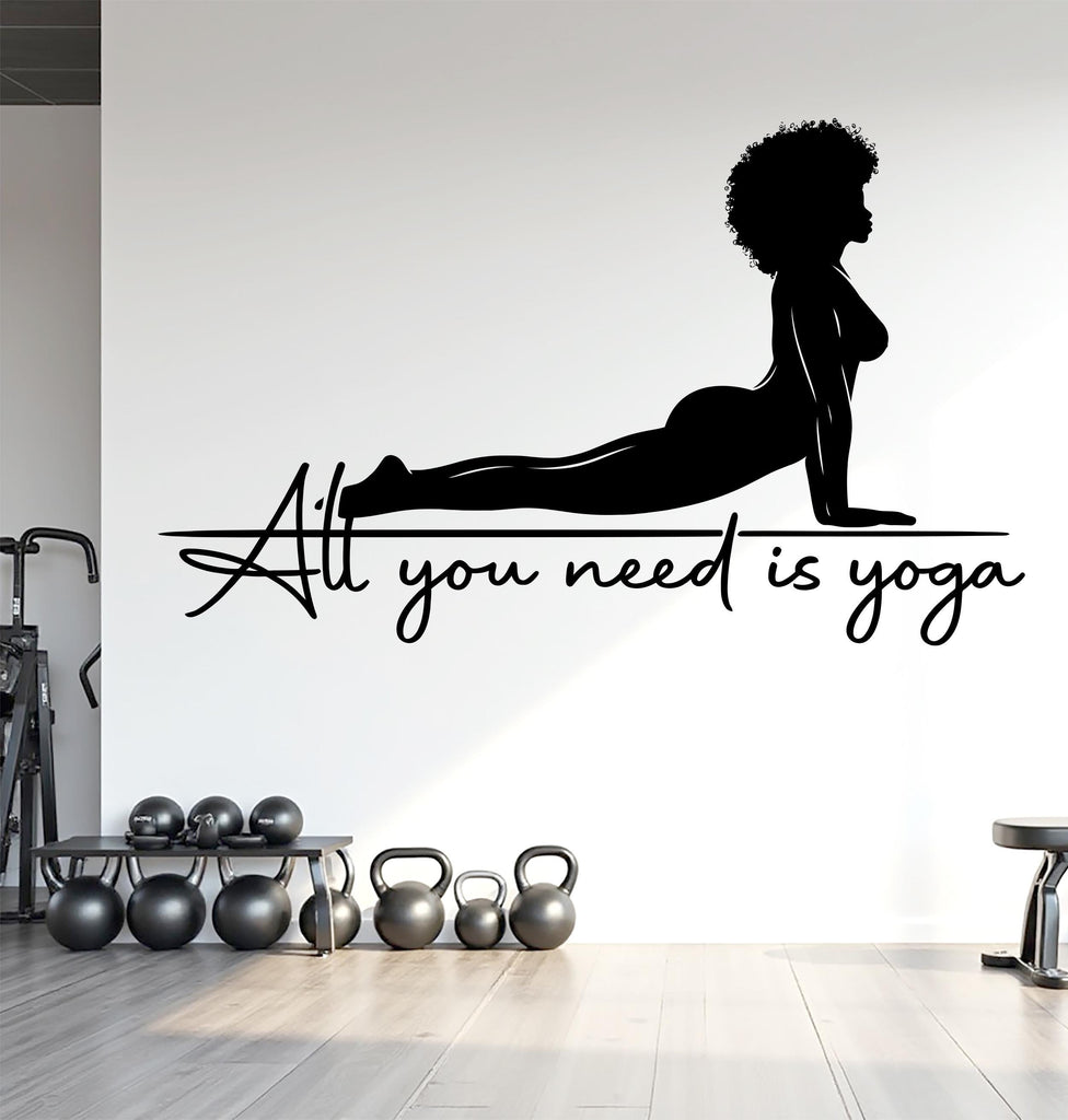 Yoga Wall Decal, Afro Girl Yoga Wall Sticker, Yoga Wall Art, Yoga Wall Art Decor, Yoga Studio Wall Decal, Gym Wall Sticker Meditation 818LU