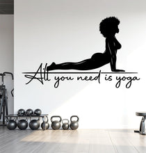 Load image into Gallery viewer, Yoga Wall Decal, Afro Girl Yoga Wall Sticker, Yoga Wall Art, Yoga Wall Art Decor, Yoga Studio Wall Decal, Gym Wall Sticker Meditation 818LU