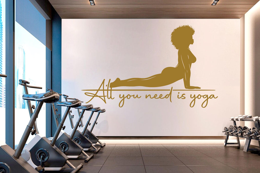 Yoga Wall Decal, Afro Girl Yoga Wall Sticker, Yoga Wall Art, Yoga Wall Art Decor, Yoga Studio Wall Decal, Gym Wall Sticker Meditation 818LU