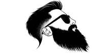 Load image into Gallery viewer, Bearded Man With Sunglasses Wall Decal, Barber Shop Wall Decor, Beard Logo Sticker, Mens Grooming Wall Art, Modern Barbershop Interior