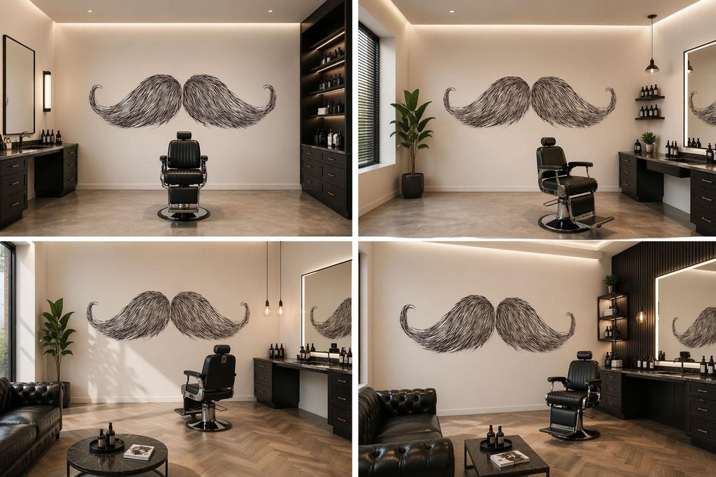 Mustache Wall Decal, Barber Shop Wall Decor, Vintage Beard Sticker, Barbershop Wall Art, Mens Grooming Studio Interior Design