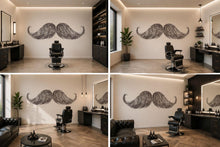 Load image into Gallery viewer, Mustache Wall Decal, Barber Shop Wall Decor, Vintage Beard Sticker, Barbershop Wall Art, Mens Grooming Studio Interior Design