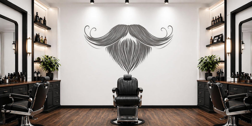 Beard And Mustache Wall Decal, Barber Shop Wall Decor, Mens Grooming Sticker, Barbershop Wall Art, Beard Logo Salon Interior Design