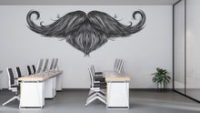 Load image into Gallery viewer, Beard Mustache Wall Decal, Barber Shop Wall Decor, Minimalist Barber Art Sticker, Mens Grooming Wall Art, Barbershop Interior Design