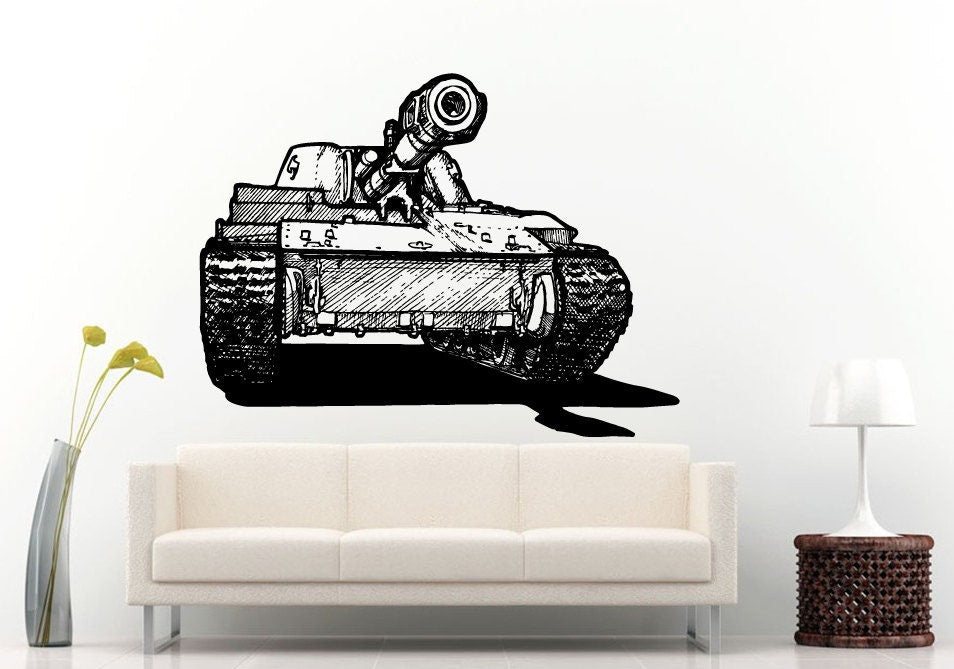 Old Vintage Army War Tank Wall Decal Vinyl Sticker Mural Room Decor L679