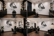 Load image into Gallery viewer, Bearded Man Wall Decal, Barber Shop Wall Decor, Modern Beard Line Art Sticker, Mens Grooming Wall Art, Barbershop Interior Design