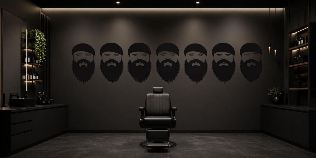 Beard Styles Wall Decal, Barber Shop Wall Decor, Beard Chart Sticker, Mens Grooming Wall Art, Barbershop Interior Design Decor