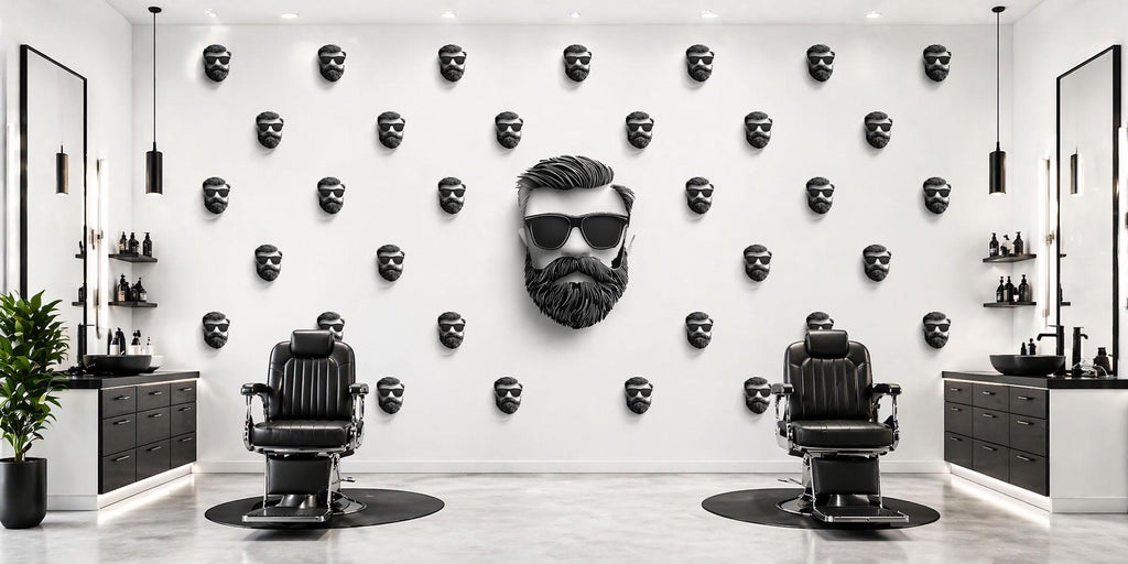 Beard Pattern Wall Decal, Barber Shop Wall Decor, Beard Icon Sticker Set, Mens Grooming Wall Art, Modern Barbershop Interior Design