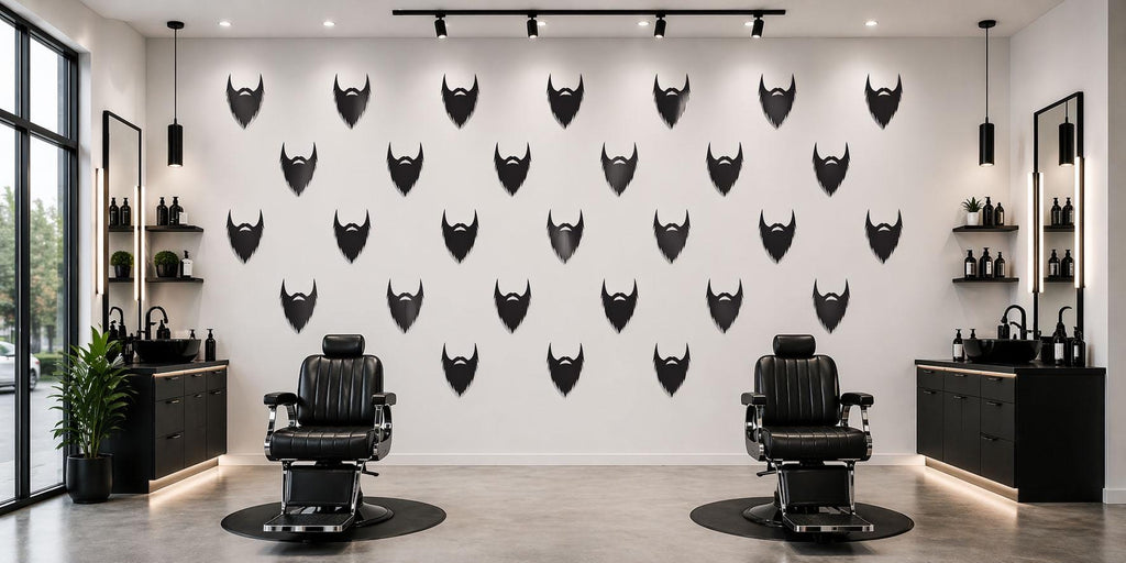 Beard Pattern Wall Decal, Minimal Barber Shop Wall Decor, Repeating Beard Sticker Set, Modern Barbershop Interior, Mens Grooming Wall Art