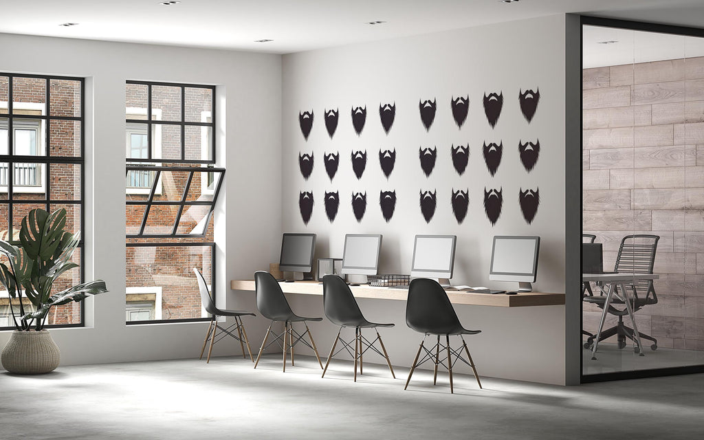 Beard Pattern Wall Decal, Minimal Barber Shop Wall Decor, Repeating Beard Sticker Set, Modern Barbershop Interior, Mens Grooming Wall Art