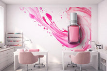 Load image into Gallery viewer, Nail Polish Wall Decal Nail Salon Wall Sticker Beauty Studio Decor Pink Splash Wall Art Manicure Studio Decor Nail Technician Vinyl Wall
