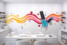 Load image into Gallery viewer, Colorful Nail Polish Wall Decal Nail Salon Wall Sticker Beauty Studio Decor Rainbow Splash Wall Art Manicure Studio Vinyl Wall Decal