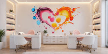 Load image into Gallery viewer, Color Splash Heart Wall Decal Nail Salon Wall Sticker Modern Beauty Studio Decor Vibrant Love Wall Art Manicure Studio Vinyl Wall Decal