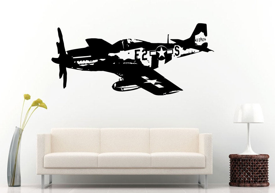 Old Vintage War Air Force Airplane Jet Aircraft Wall Decal Vinyl Sticker Mural Room Decor L673