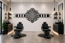Load image into Gallery viewer, Vintage Barber Wall Decal, Ornate Barbershop Wall Decor, Classic Barber Logo Sticker, Luxury Barber Interior Wall Art, Mens Grooming