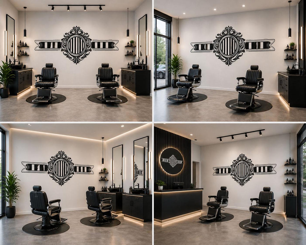 Vintage Barber Wall Decal, Ornate Barbershop Wall Decor, Classic Barber Logo Sticker, Luxury Barber Interior Wall Art, Mens Grooming