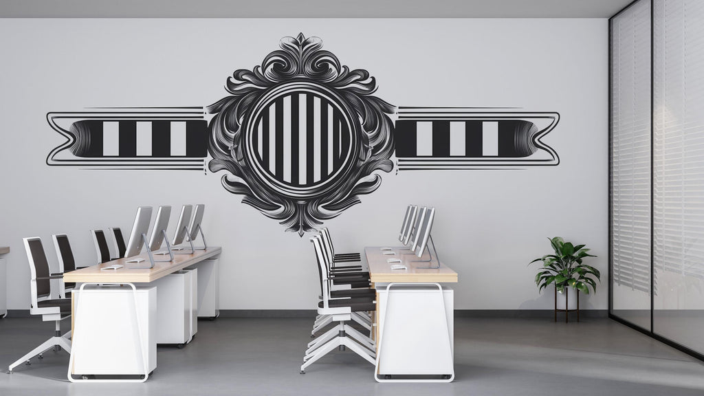 Vintage Barber Wall Decal, Ornate Barbershop Wall Decor, Classic Barber Logo Sticker, Luxury Barber Interior Wall Art, Mens Grooming