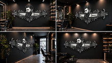 Load image into Gallery viewer, Vintage Barber Portrait Wall Decal, Luxury Barbershop Wall Decor, Bearded Man Barber Art Sticker, Classic Grooming Wall Art