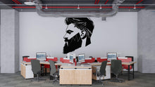 Load image into Gallery viewer, Geometric Barber Wall Decal, Beard Silhouette Wall Art, Modern Barbershop Wall Decor, Haircut Style Sticker, Mens Grooming Salon Wall Decal