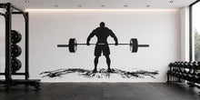 Load image into Gallery viewer, Weightlifting Wall Decal, Gym Wall Art, Barbell Silhouette Sticker, Fitness Wall Decor, Bodybuilder Wall Decal, Workout Gym Mural, Home Gym