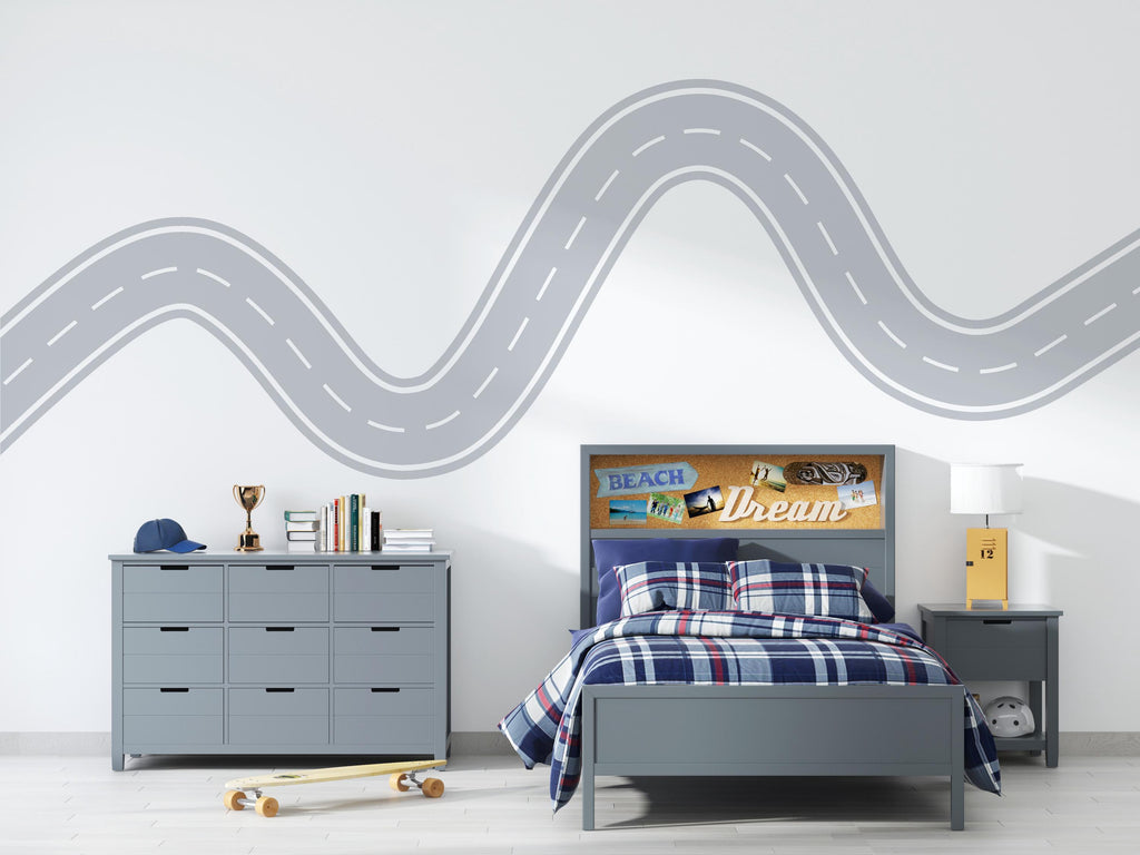 Winding Road Wall Decal Highway Wall Mural Kids Room Playroom Neutral Race Track Wall Sticker