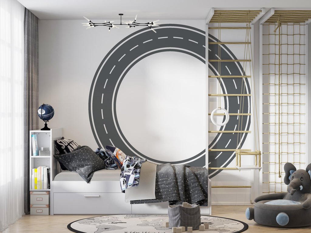 Road Wall Decal Playroom Wall Mural Racing Track Toy Cars Kids Room Race Track Wall Sticker for Playroom