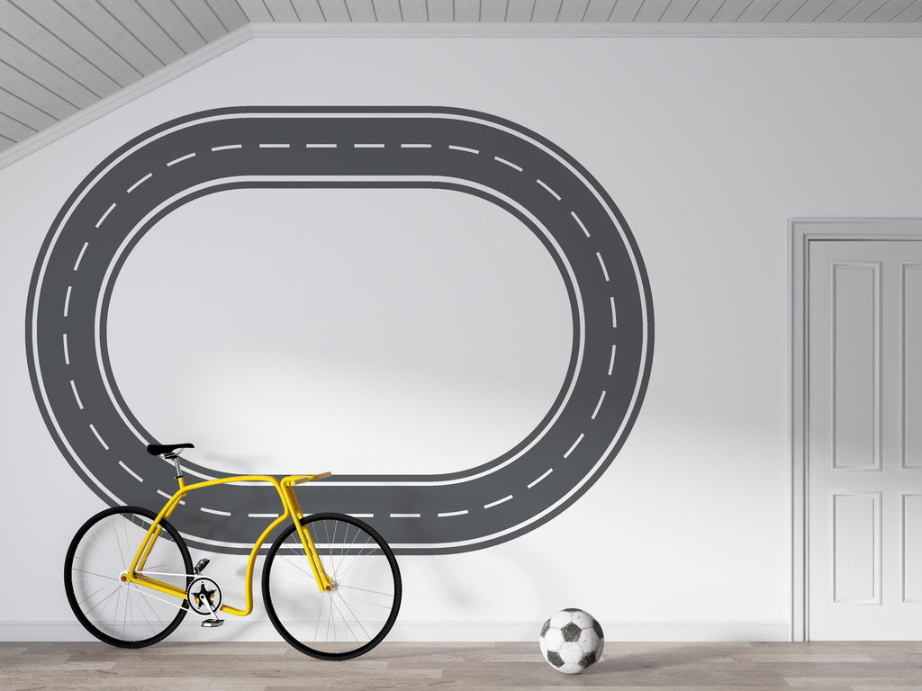 Highway Wall Decal Road Wall Mural Kids Room Racing Track Playroom Teen Room & Boys Bedroom Decor