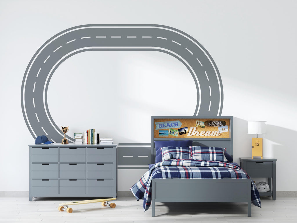 Highway Wall Decal Road Wall Mural Kids Room Racing Track Playroom Teen Room & Boys Bedroom Decor