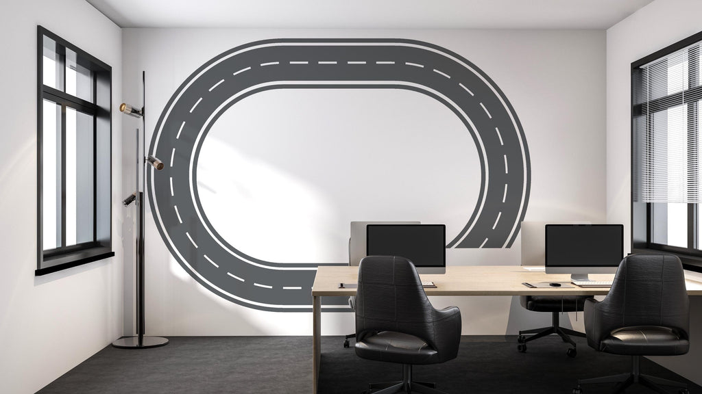 Highway Wall Decal Road Wall Mural Kids Room Racing Track Playroom Teen Room & Boys Bedroom Decor