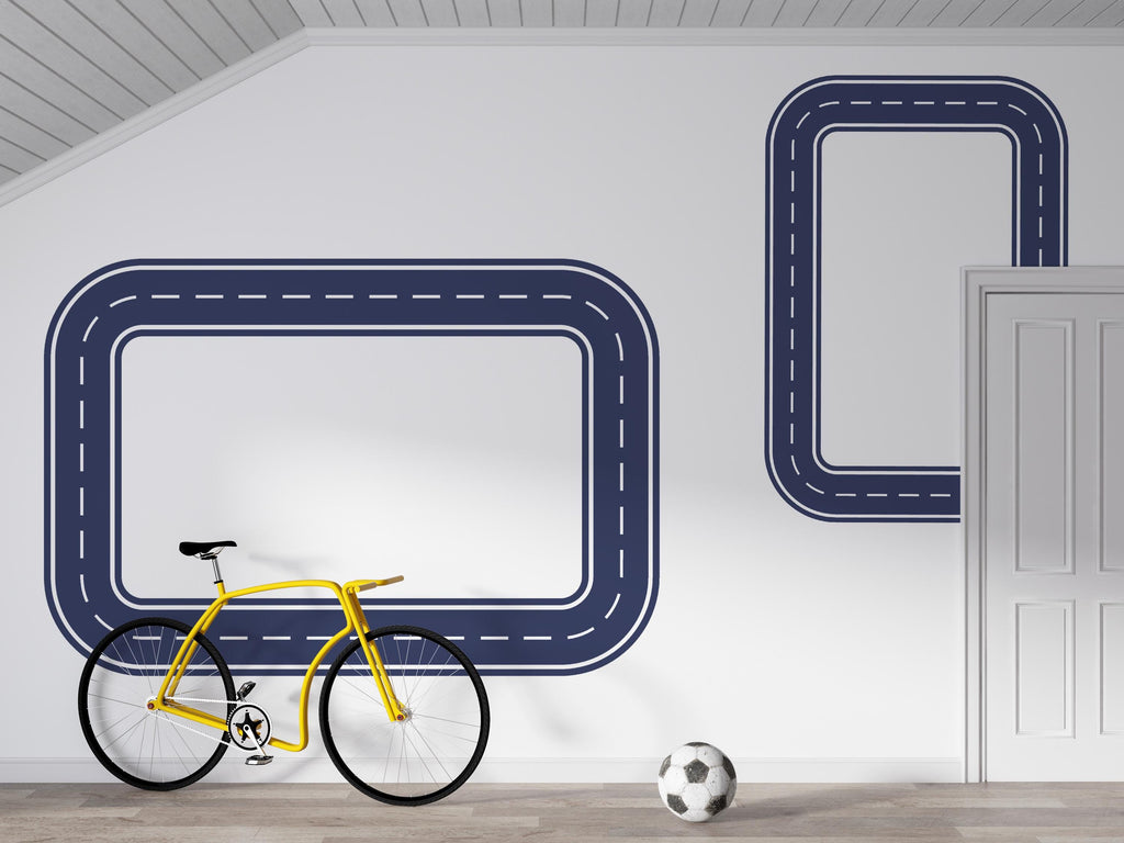 Car Track Wall Decal Road Wall Mural Playroom Racing Highway Kids Room Teen & Boys Bedroom Decor