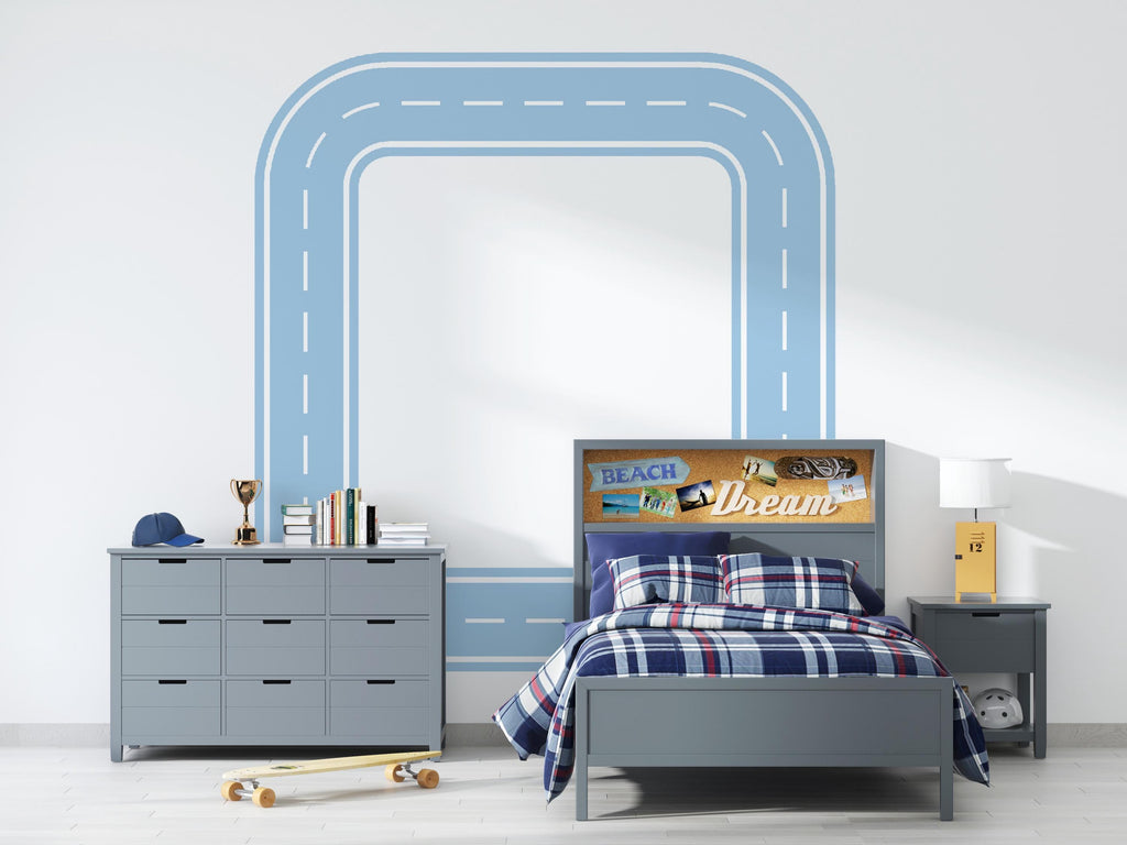 Road Wall Decal Kids Room Highway Wall Mural Toy Car Track Playroom Minimalist Race Track Wall Sticker Teen Room & Boys Bedroom Decor