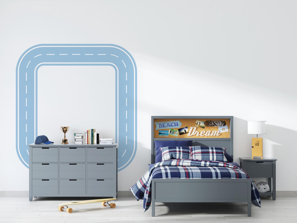 Road Wall Decal Kids Room Highway Wall Mural Toy Car Track Playroom Minimalist Race Track Wall Sticker Teen Room & Boys Bedroom Decor