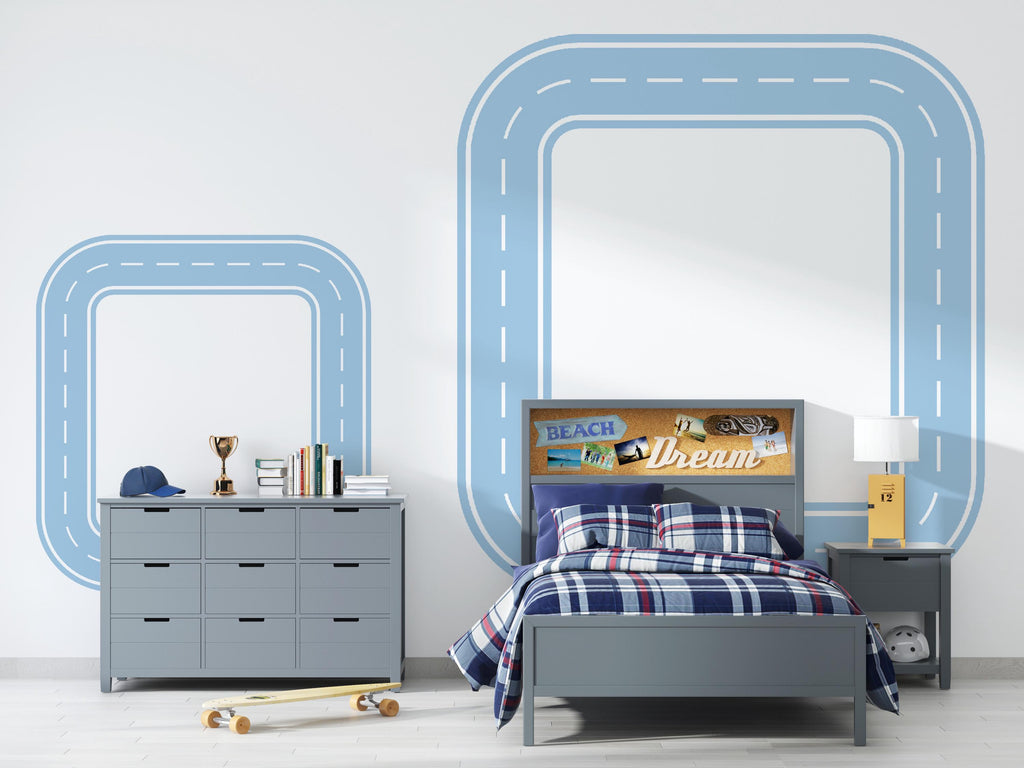 Road Wall Decal Kids Room Highway Wall Mural Toy Car Track Playroom Minimalist Race Track Wall Sticker Teen Room & Boys Bedroom Decor