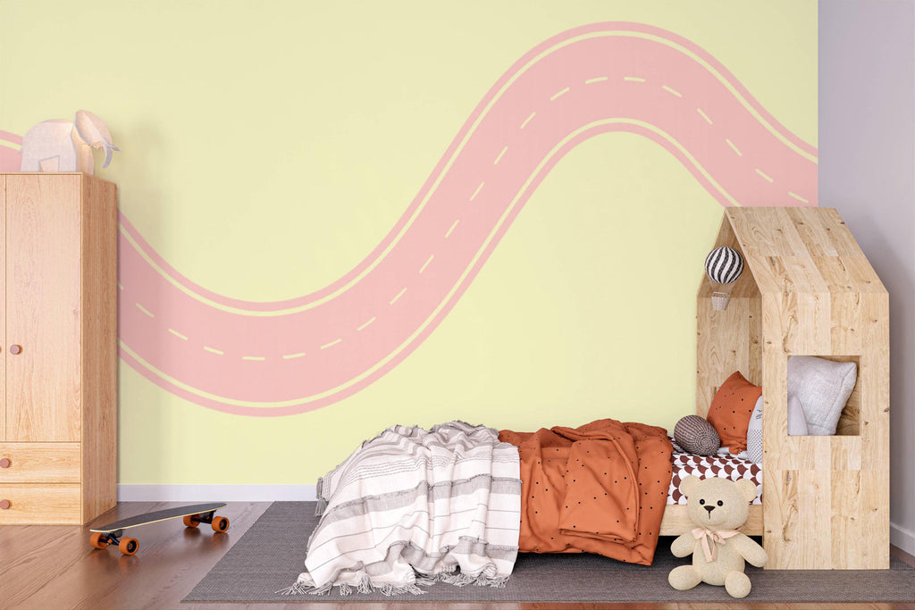 Road Wall Decal Winding Highway Wall Mural Playroom Race Track Wall Sticker Kids Room Nursery & Playroom