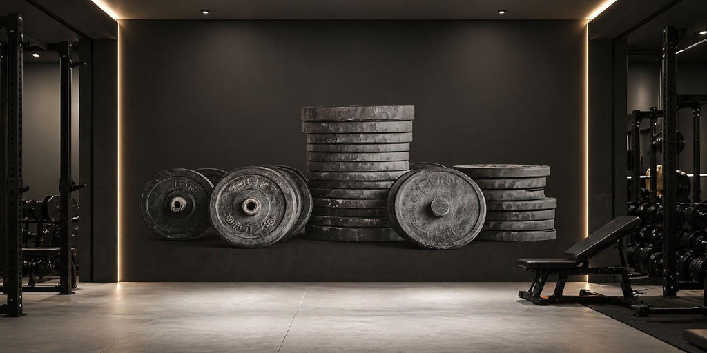 Weight Plates Wall Decal, Gym Wall Art, Industrial Fitness Decor, Barbell Plates Sticker, Home Gym Wall Mural, Strength Training Decor