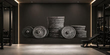 Load image into Gallery viewer, Weight Plates Wall Decal, Gym Wall Art, Industrial Fitness Decor, Barbell Plates Sticker, Home Gym Wall Mural, Strength Training Decor