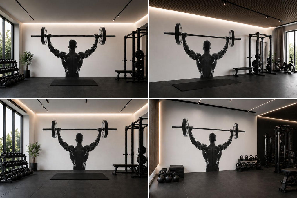 Bodybuilder Wall Decal Gym Wall Art Fitness Mural Weightlifting Vinyl Sticker Modern Gym Decor Barbell Athlete Silhouette Workout Motivation