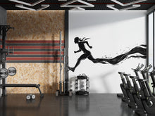 Load image into Gallery viewer, Running Woman Wall Decal Fitness Wall Art Gym Mural Runner Silhouette Vinyl Sticker Modern Gym Decor Cardio Motivation Workout Wall Decor
