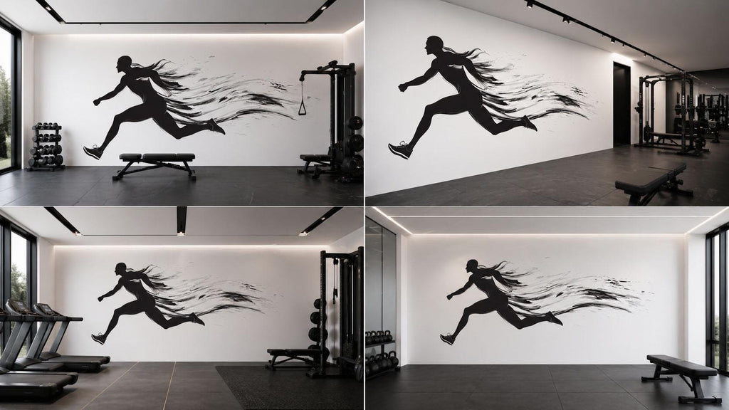 Sprint Runner Wall Decal Gym Wall Art Running Mural Athlete Silhouette Vinyl Sticker Fitness Wall Decor Speed Motion Workout Wall Art