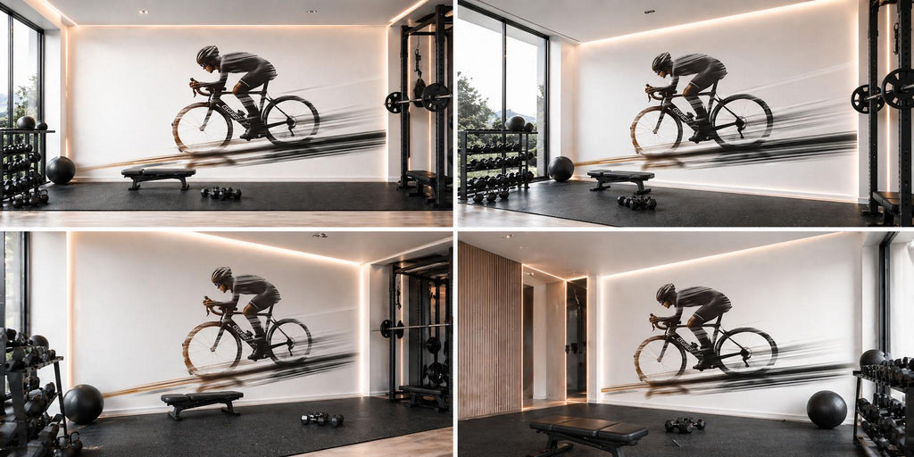 Cyclist Wall Decal Gym Wall Art Cycling Mural Bike Rider Vinyl Sticker Fitness Wall Decor Speed Motion Spin Studio Home Gym Decor