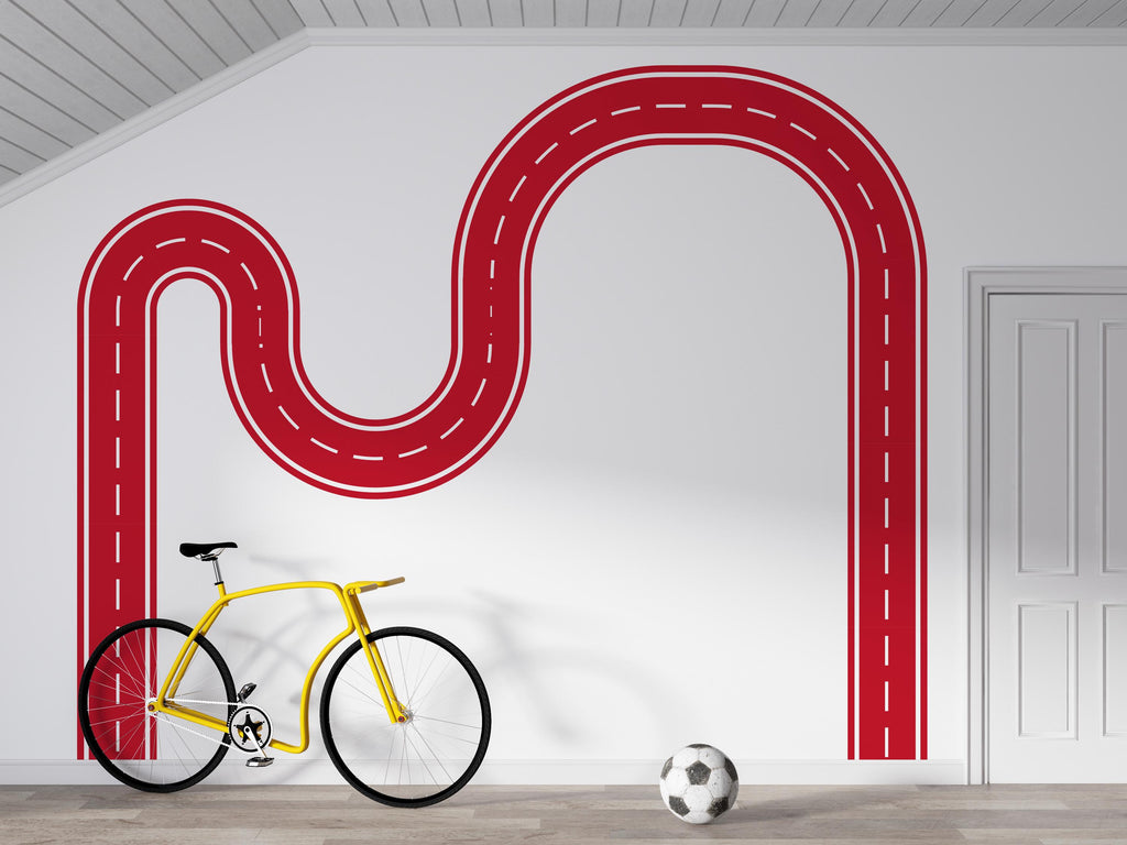 Race Track Wall Decal Car Road Wall Mural Playroom Kids Room