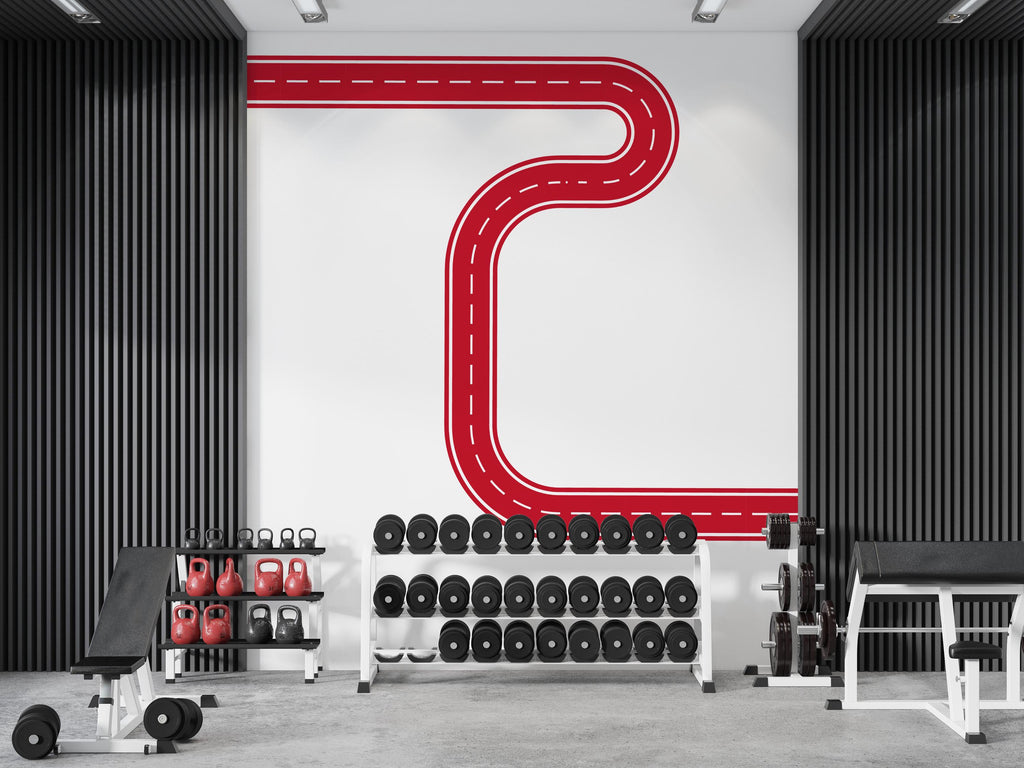 Road Wall Decal Racing Line Wall Mural Playroom Kids Room